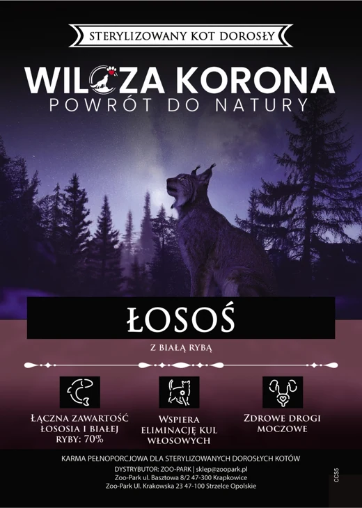 Etykieta Wilcza Korona: Łosoś, Sterylizowany kot dorosły