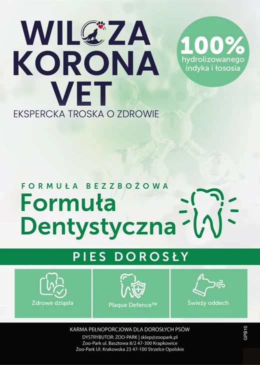 Etykieta Wilcza Korona VET: Formuła dentystyczna, Pies dorosły
